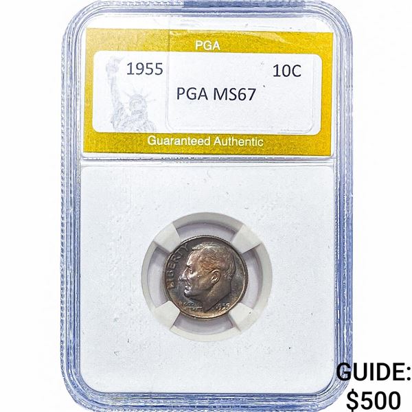 1955 Roosevelt Dime PGA MS67