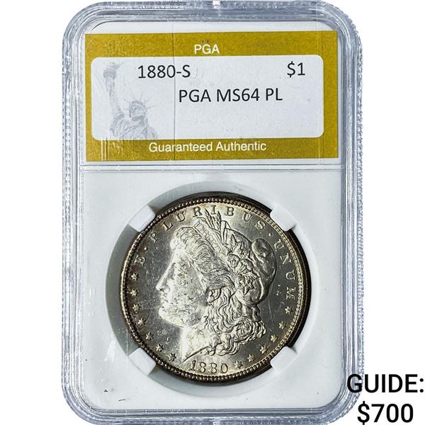 1880-S Morgan Silver Dollar PGA MS64PL
