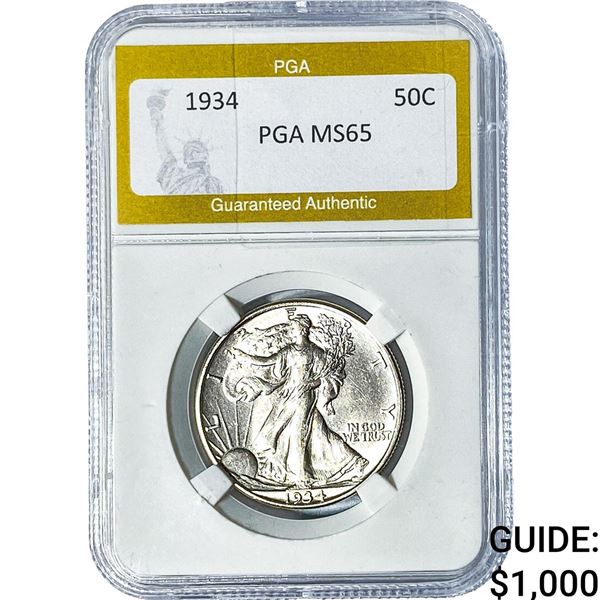 1934 Walking Liberty Half Dollar PGA MS65