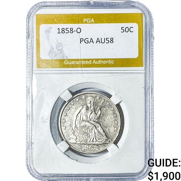 1858-O Seated Liberty Half Dollar PGA AU58