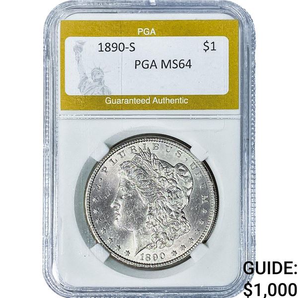 1890-S Morgan Silver Dollar PGA MS64