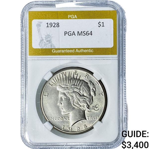 1928 Silver Peace Dollar PGA MS64