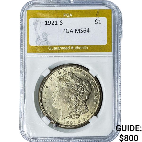 1921-S Morgan Silver Dollar PGA MS64