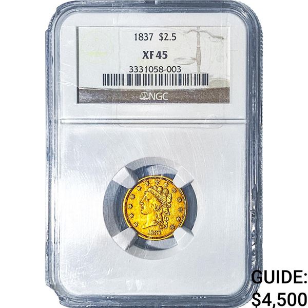 1837 $2.50 Gold Quarter Eagle NGC XF45