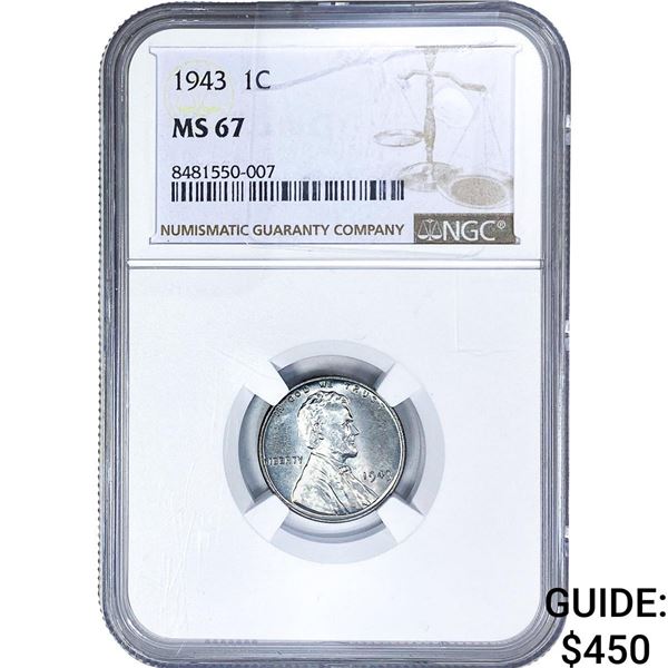 1943 Wheat Cent NGC MS67