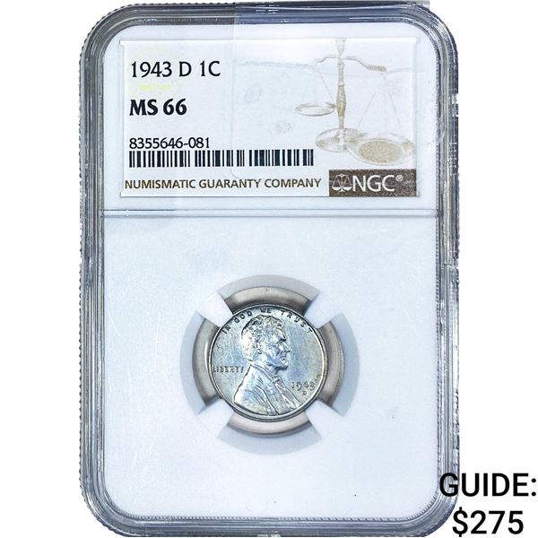 1943-D Wheat Cent NGC MS66