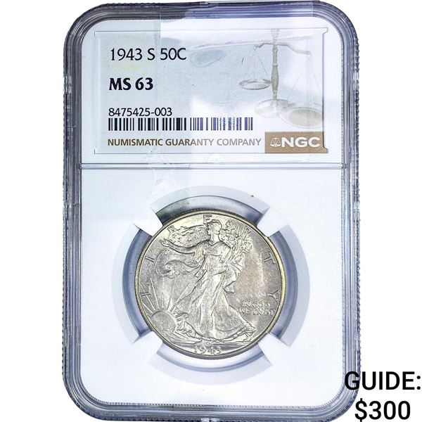1943-S Walking Liberty Half Dollar NGC MS63