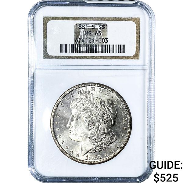 1881-S Morgan Silver Dollar NGC MS65