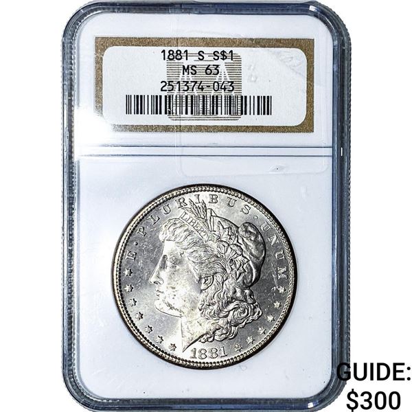 1881-S Morgan Silver Dollar NGC MS63