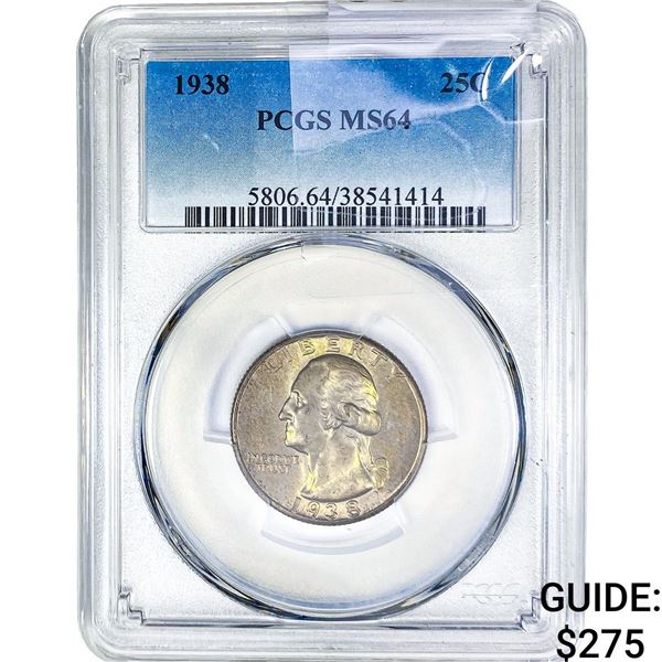 1938 Washington Silver Quarter PCGS MS64