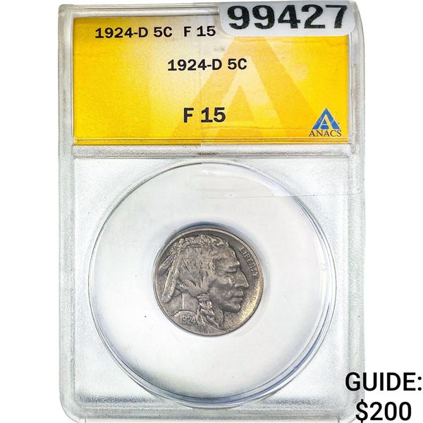 1924-D Buffalo Nickel ANACS F15