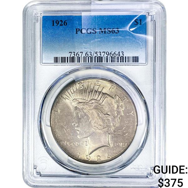 1926 Silver Peace Dollar PCGS MS63