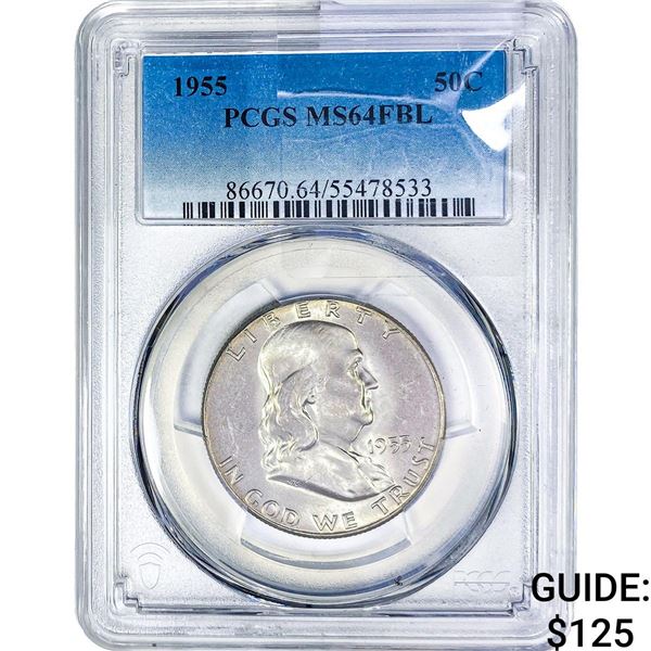 1955 Franklin Half Dollar PCGS MS64 FBL