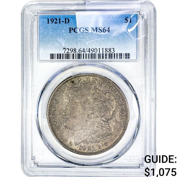 1921-D Morgan Silver Dollar PCGS MS64