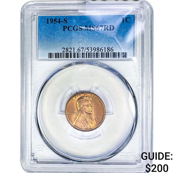 1954-S Wheat Cent PCGS MS67 RD