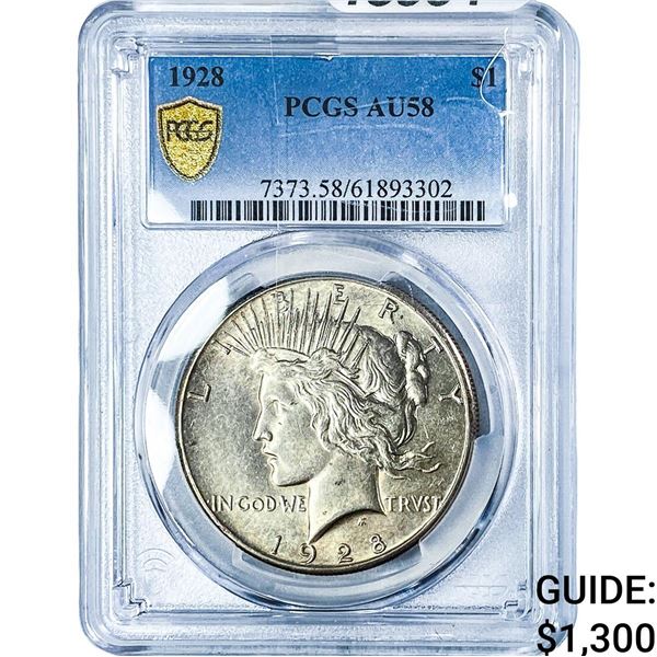 1928 Silver Peace Dollar PCGS AU58