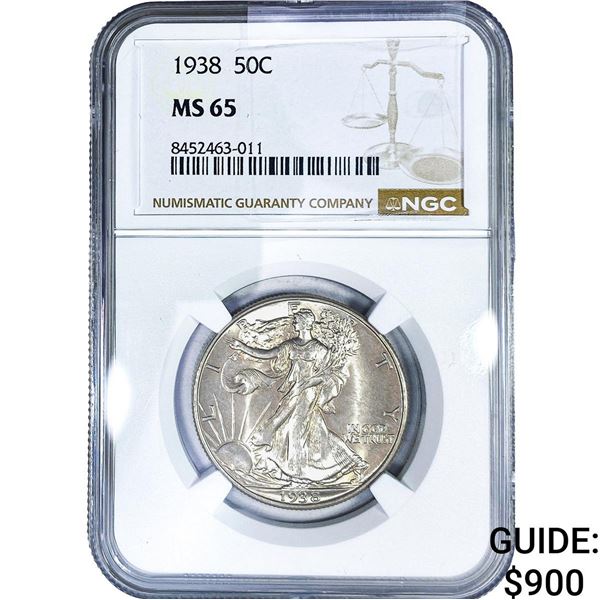 1938 Walking Liberty Half Dollar NGC MS65
