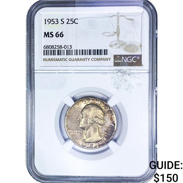 1953-S Washington Silver Quarter NGC MS66