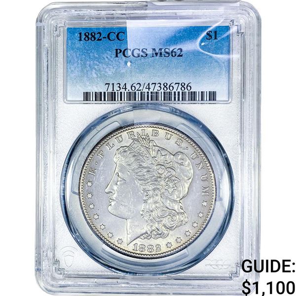 1882-CC Morgan Silver Dollar PCGS MS62