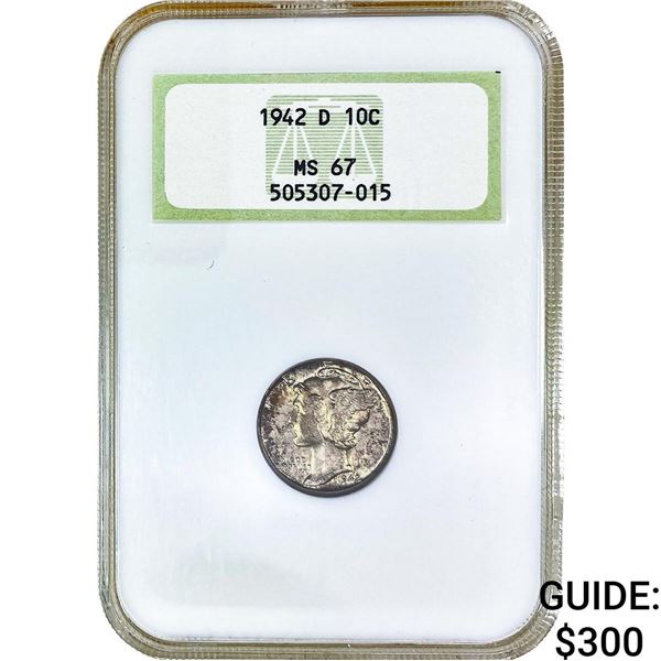 1942-D Mercury Silver Dime NGC MS67