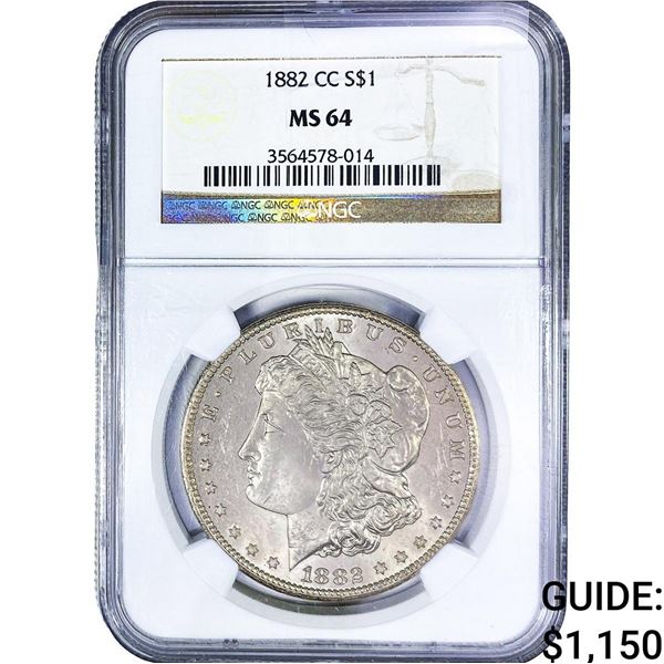 1882-CC Morgan Silver Dollar NGC MS64