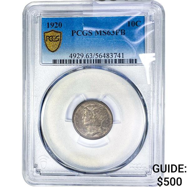 1920 Mercury Silver Dime PCGS MS63 FB