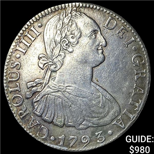 1793 FM Mexico Catolus III SIlver 8 Reales