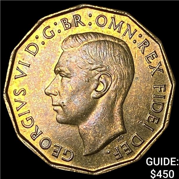 1950 Great Briatin Brass 3 Pence