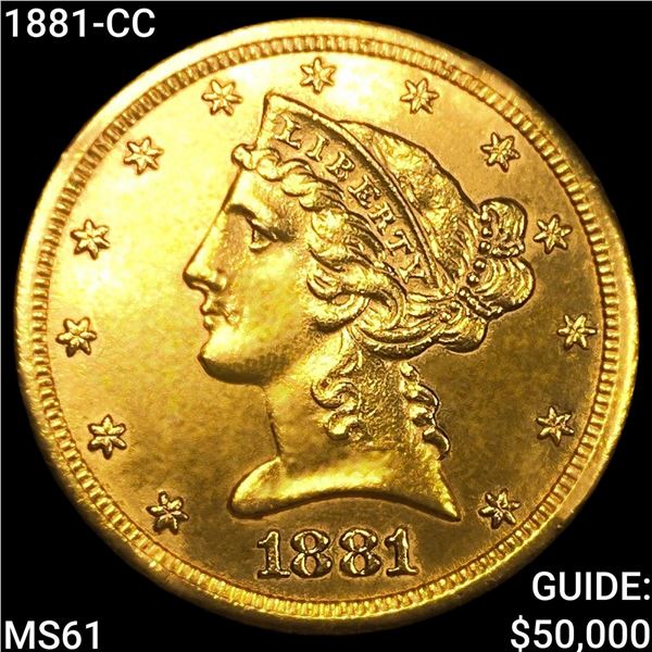 1881-CC $5 Gold Half Eagle