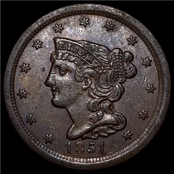 1851 Braided Hair Half Cent UNCIRCULATED