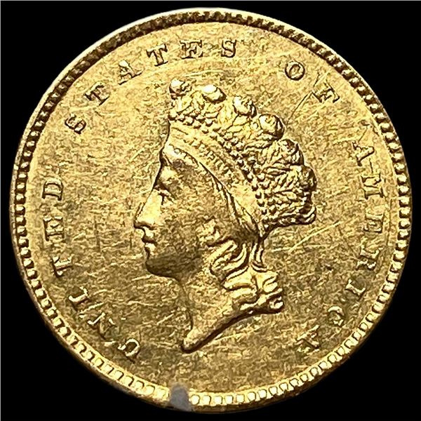 1854 Gold $1 Indian Head Type 2 CHOICE AU