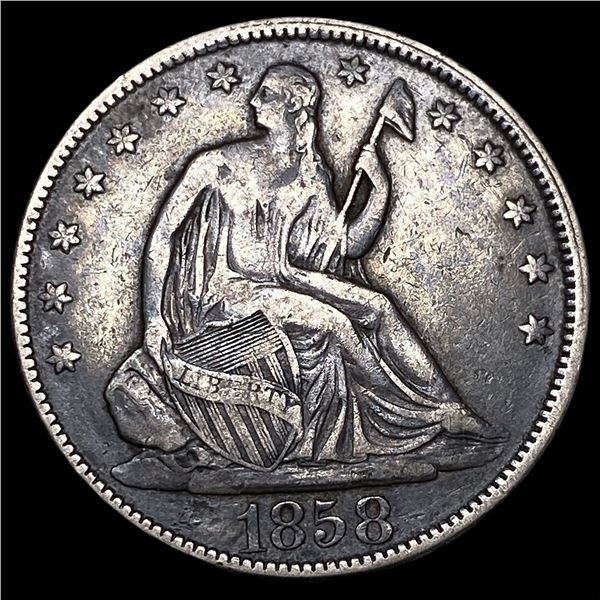 1858 Silver Half Dollar (Seated Liberty)  NEARLY UNCIRCULATED