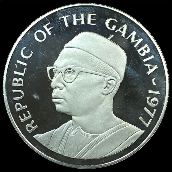 1977 Gambia Silver 40 Dalasis CHOICE PROOF