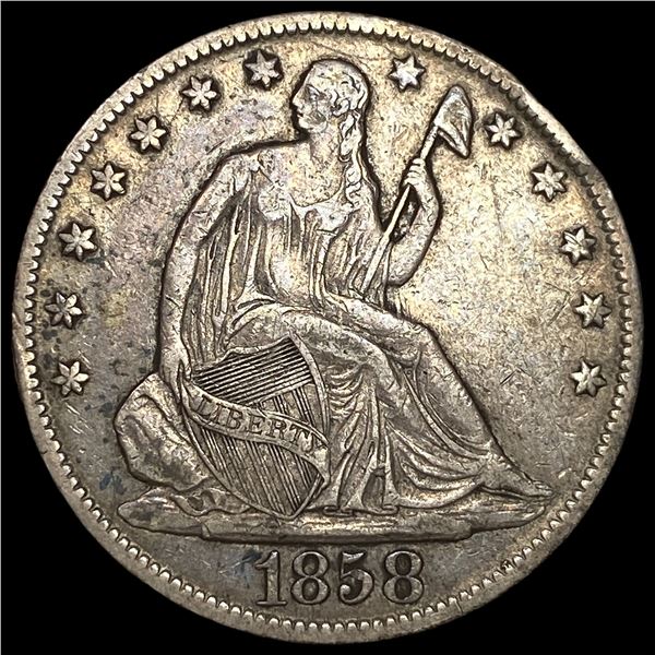 1858-O Silver Seated Liberty Half Dollar  NEARLY UNCIRCULATED