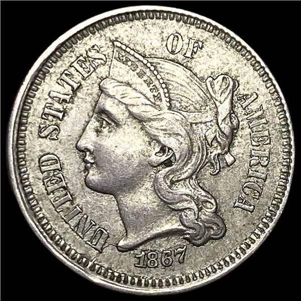 1867 Nickel Three-Cent Piece CLOSELY  UNCIRCULATED