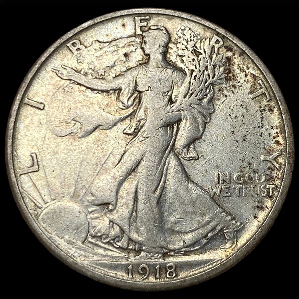 1918-S Silver Walking Liberty Half Dollar  NEARLY UNCIRCULATED