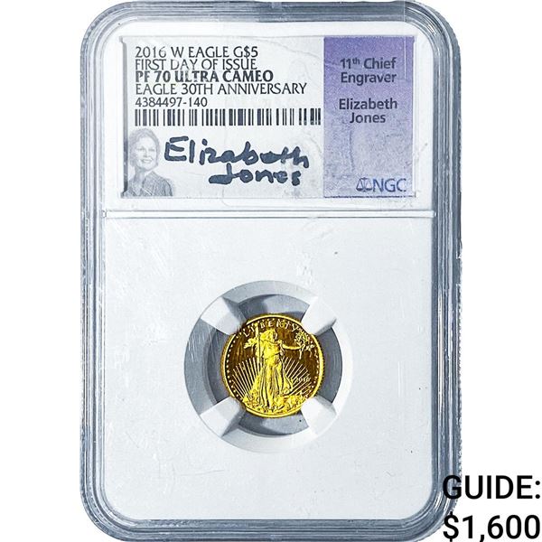2016-W $5 Gold American Eagle 1/4oz NGC PF70 Ultra Cameo