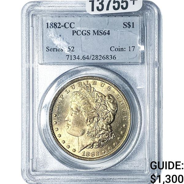 1882-CC Morgan Silver Dollar PCGS MS64