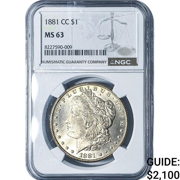 1881-CC Morgan Silver Dollar NGC MS63