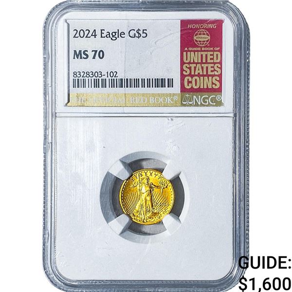 2024 $5 Gold American Eagle 1/10oz NGC MS70