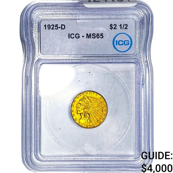 1925-D $2.50 Gold Quarter Eagle ICG MS65