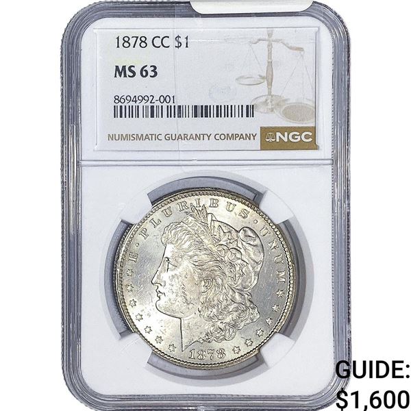 1878-CC Morgan Silver Dollar NGC MS63