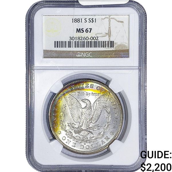 1881-S Morgan Silver Dollar NGC MS67