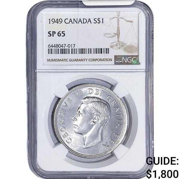 1949 Canada Silver Dollar - George VI NGC SP65