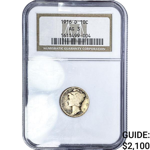 1916-D Mercury Silver Dime NGC AG3