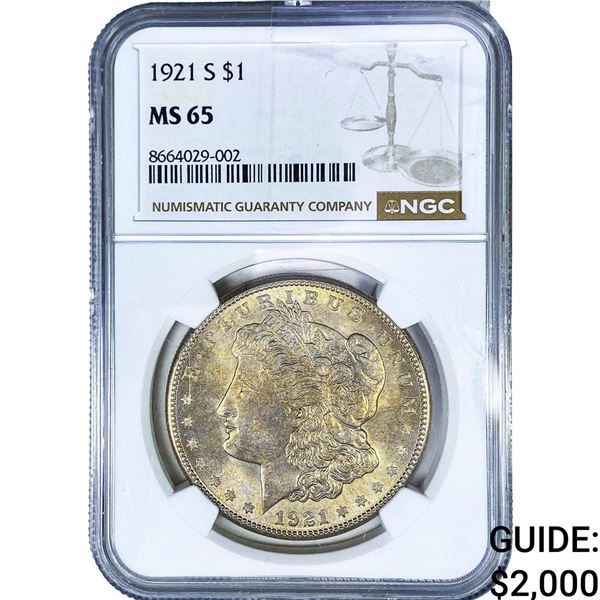 1921-S Morgan Silver Dollar NGC MS65