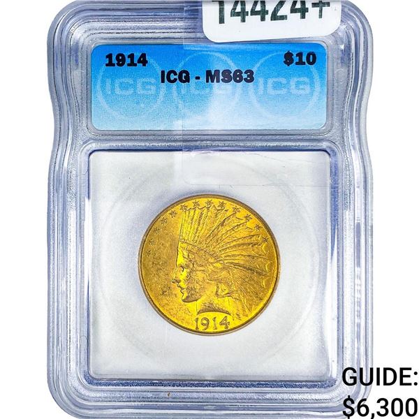 1914 $10 Gold Eagle ICG MS63