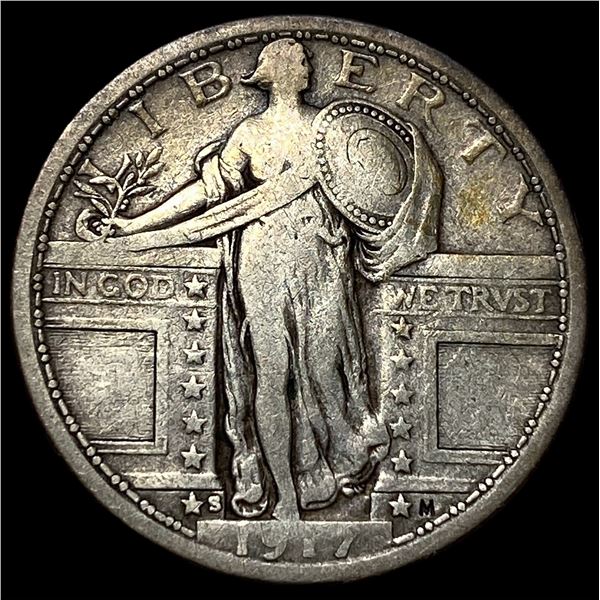 1917-S Silver Standing Liberty Quarter ABOUT  UNCIRCULATED