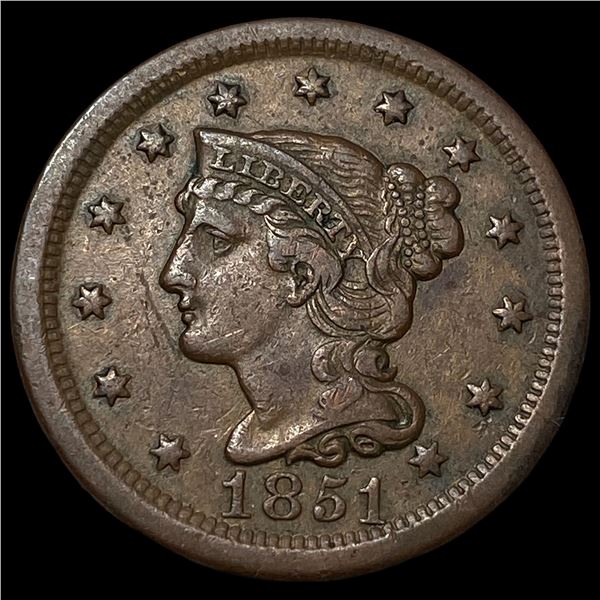1851 Braided Hair Large Cent CLOSELY  UNCIRCULATED