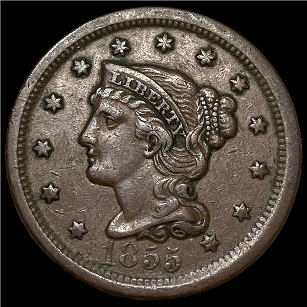 1855 Braided Hair Large Cent NEARLY  UNCIRCULATED